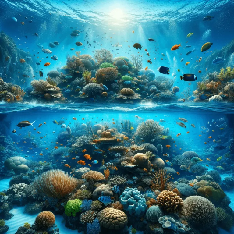 Illustration of a coral reef with tropical fish
