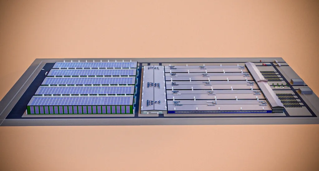 Rendering of the planned facility, left side view