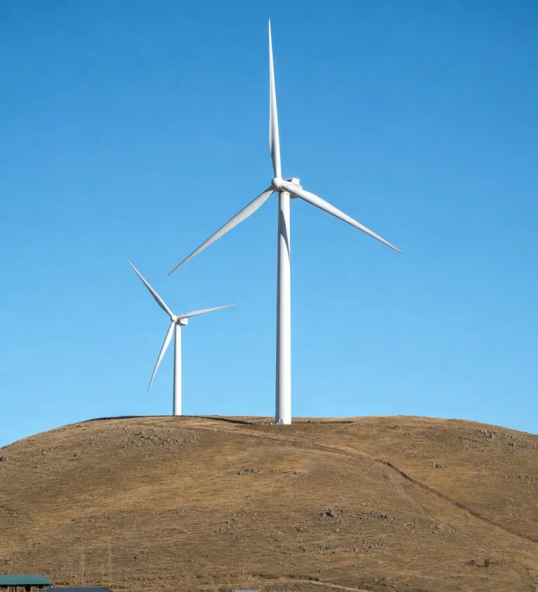Wind turbines on an Armenian ridge