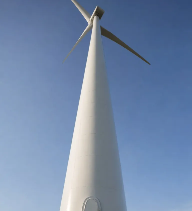 Turbine tower seen from below