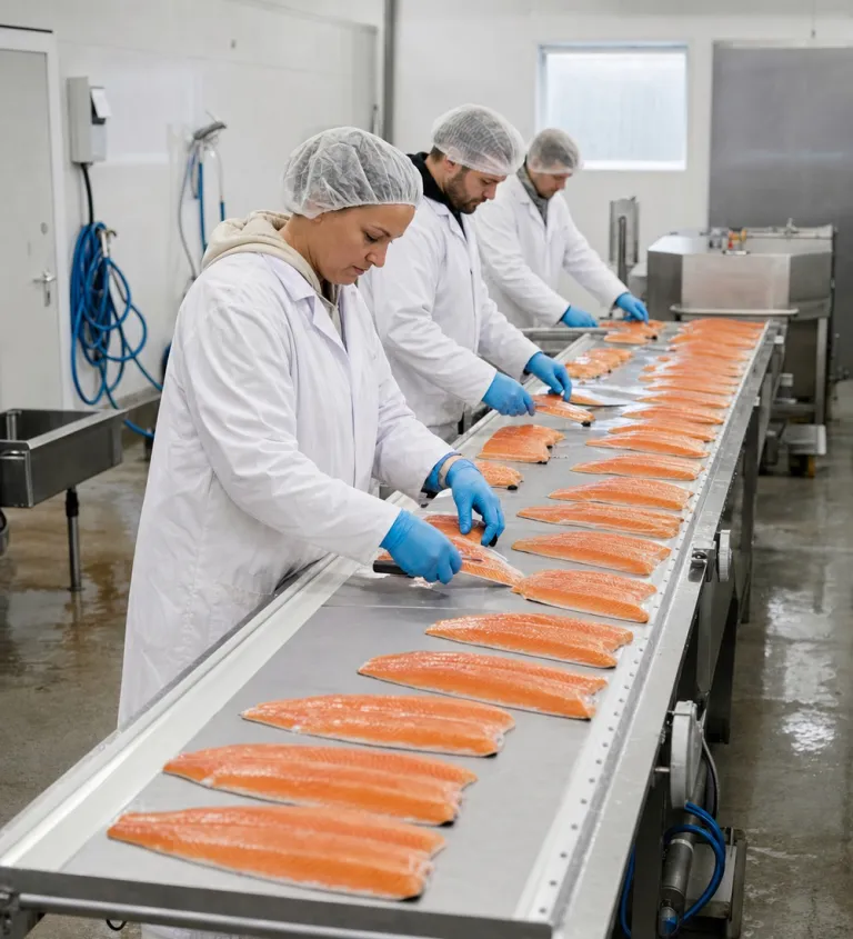 Filleting line in the processing plant