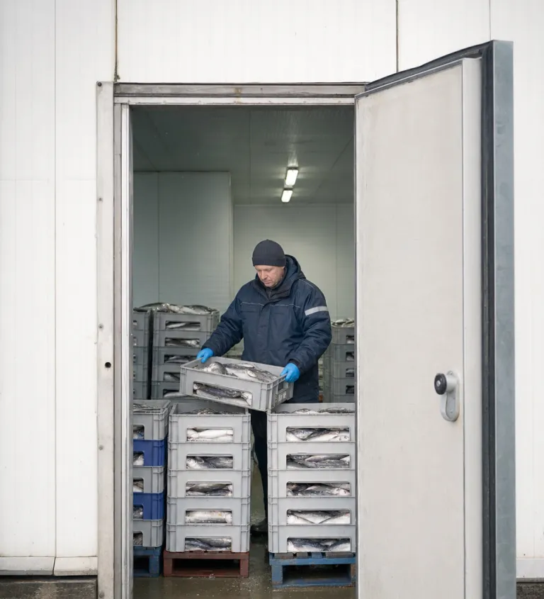 Cold store with packed product