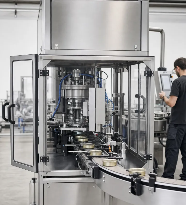 Can seaming machine in operation