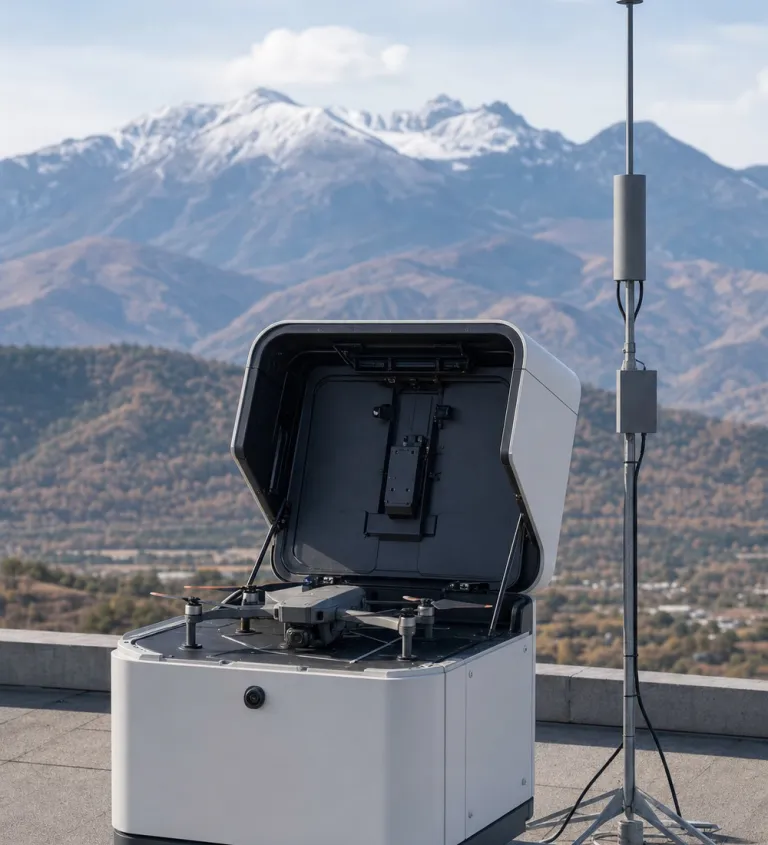 Drone docking station on the roof
