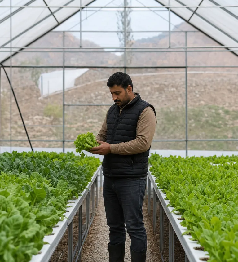 Greenhouse with hydroponic troughs