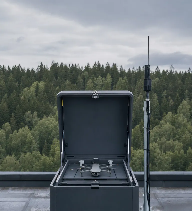 Drone docking station on the roof
