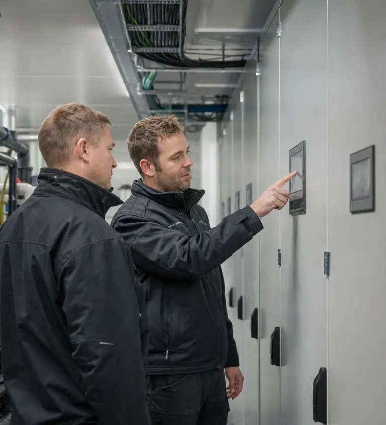 Operators at the control cabinets