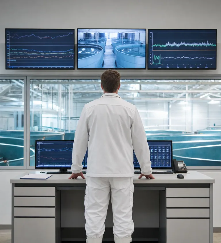 Control room with live water-quality monitoring