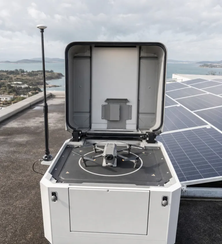 Drone docking station on the roof