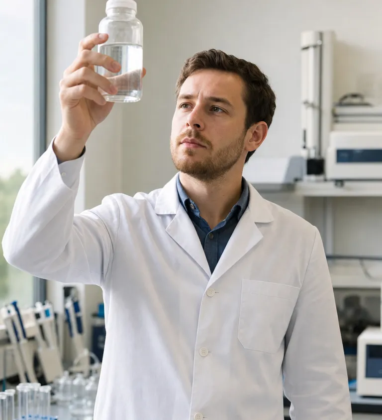 Technician checking a water sample in the laboratory