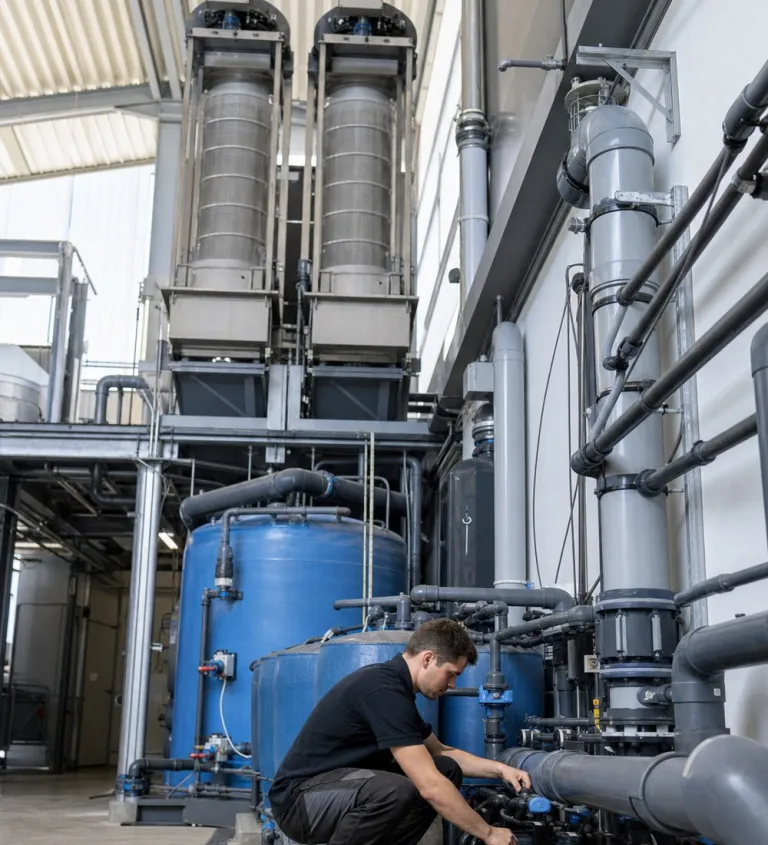 Drum filters, biofilters and pumps of the recirculation system