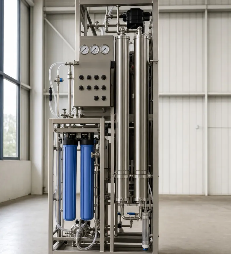 Water treatment skid with UV reactors and filter housings