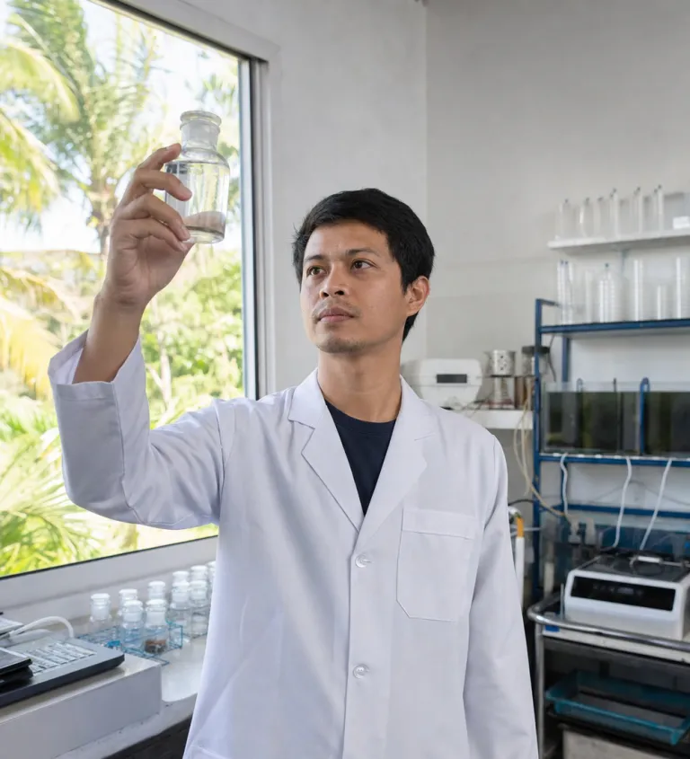 Water sample check in the laboratory