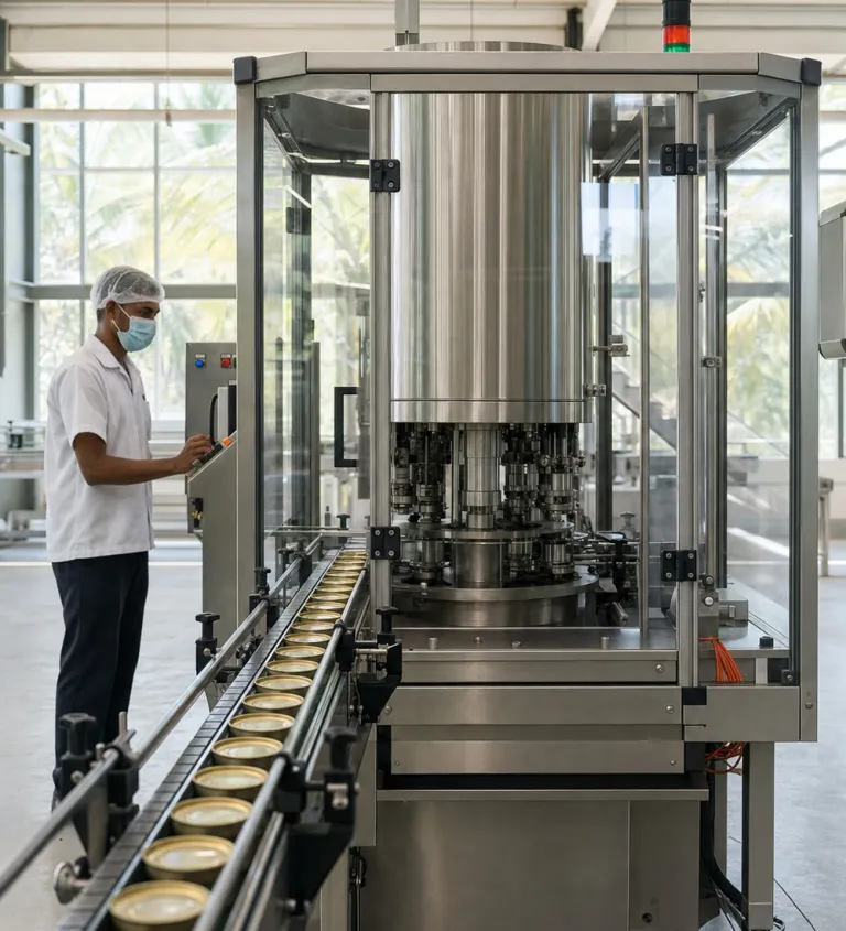 Can seaming machine in operation
