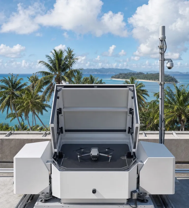 Drone docking station on the roof