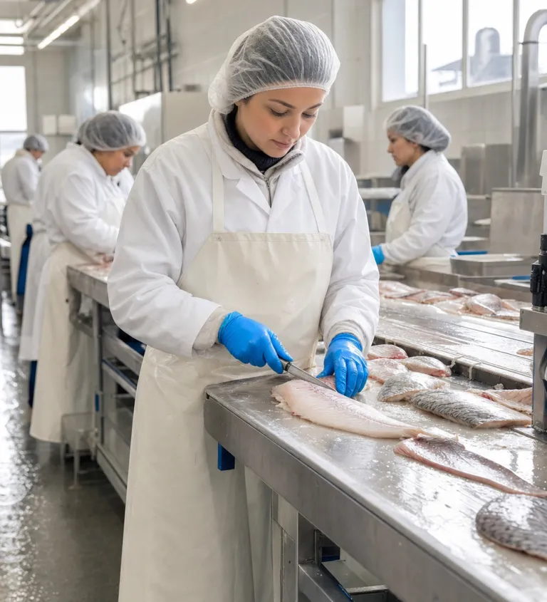 Filleting line in the processing plant