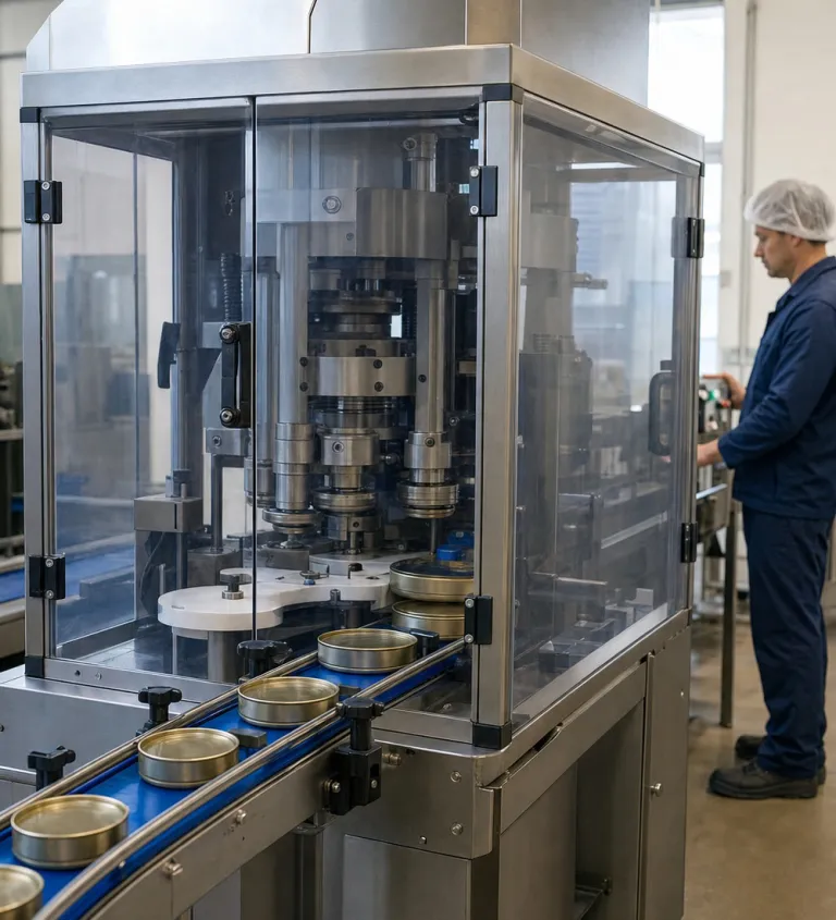 Can seaming machine in operation