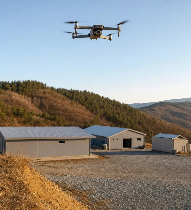 Security drone above the grounds