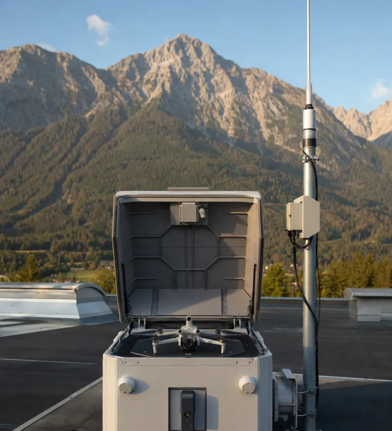 Drone docking station on the roof