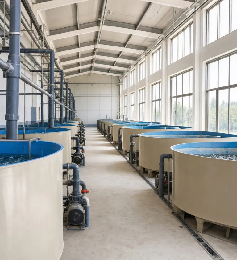 Production hall with individual water loops