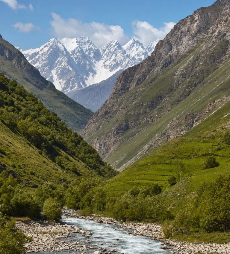 River valley in the Caucasus foothills