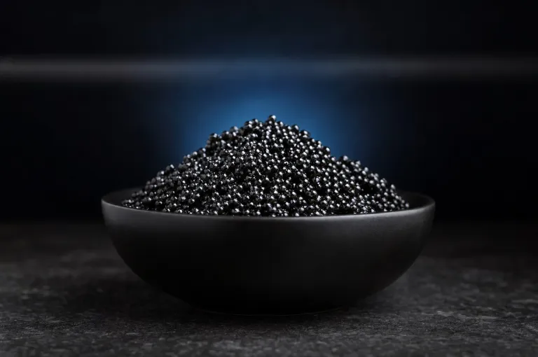 Black sturgeon caviar in a bowl